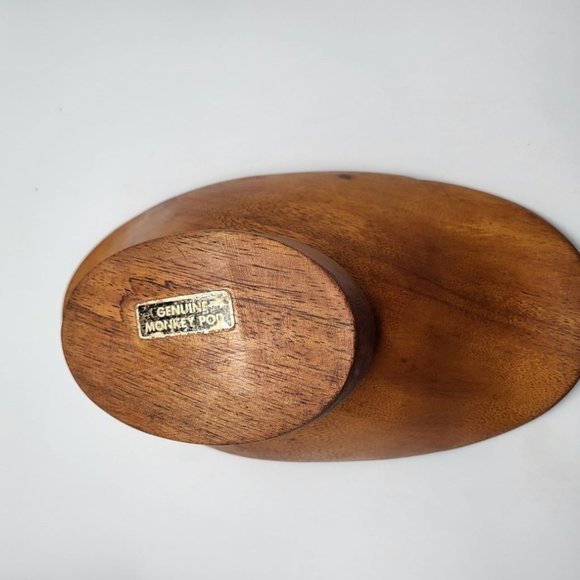 Vintage Monkey Pod Wood Bowl Hand Crafted Brown 11 x 3 3/4 - Picture 4 of 5